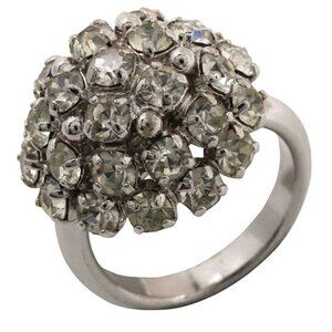 Dior Ring vintage Silver metallic/Rhinestone #4.5(US Size) 6.1g Women
